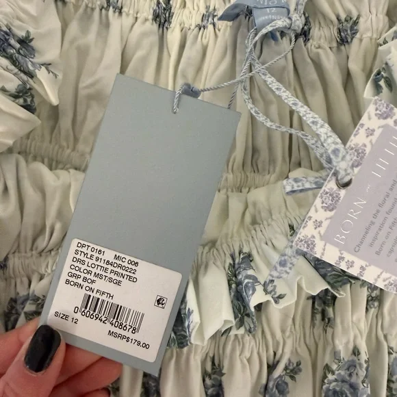 Antonio Melani Blue Floral Smocked Midi Dress NWT Size 12 Cottagecore - Picture 12 of 14